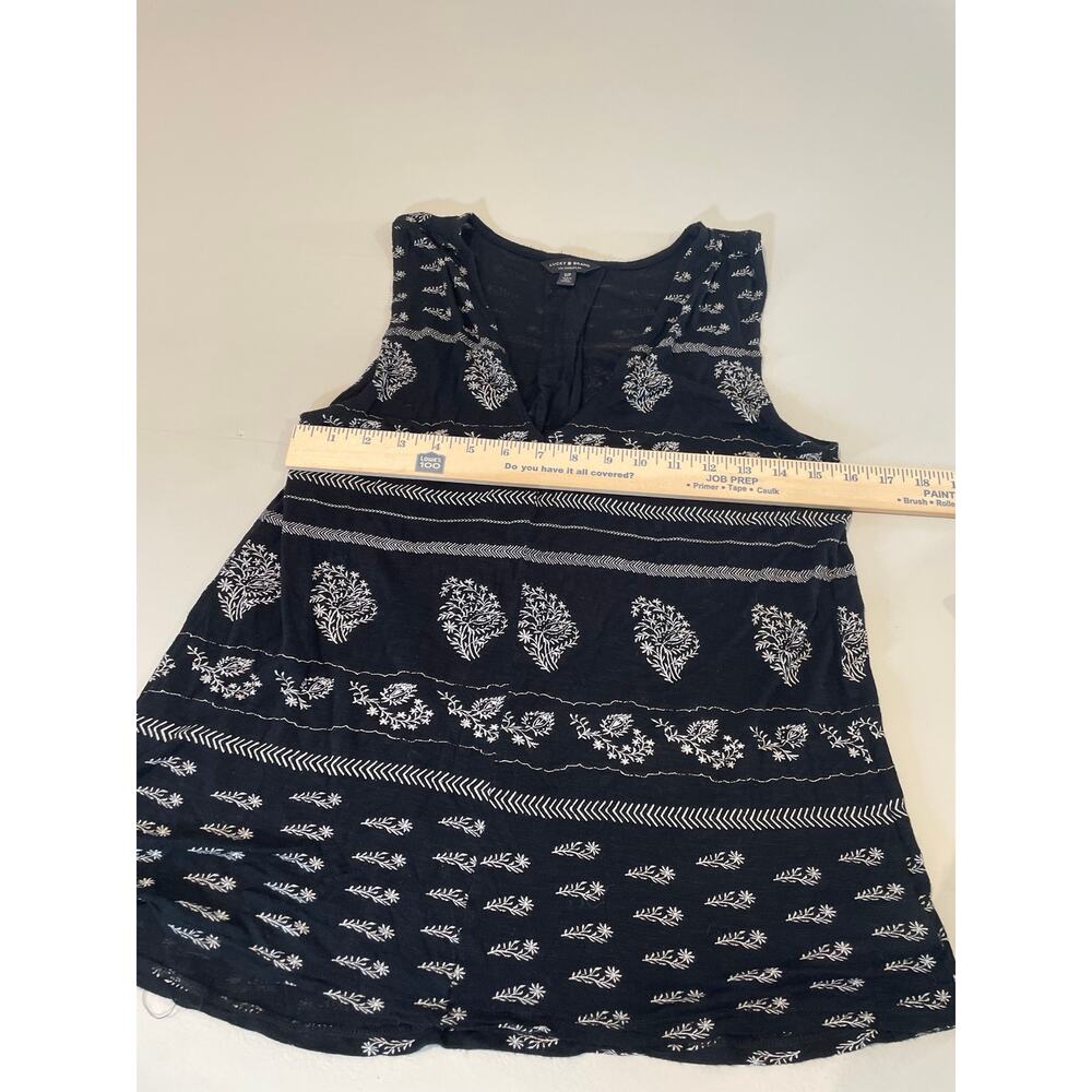 Lucky Brand Size S Black & White Boho Sleeveless Top - Picture 4 of 6